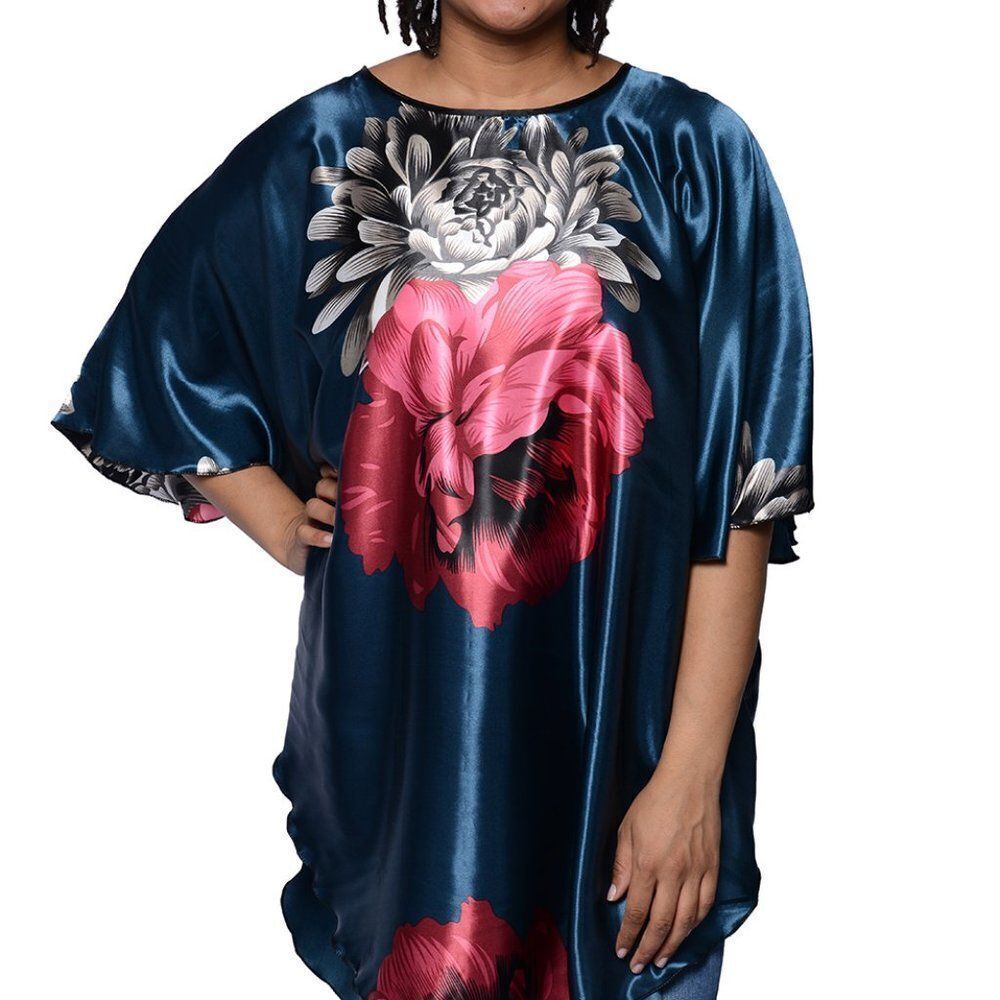 Teal Color Floral Print Kaftan (43 x 35)